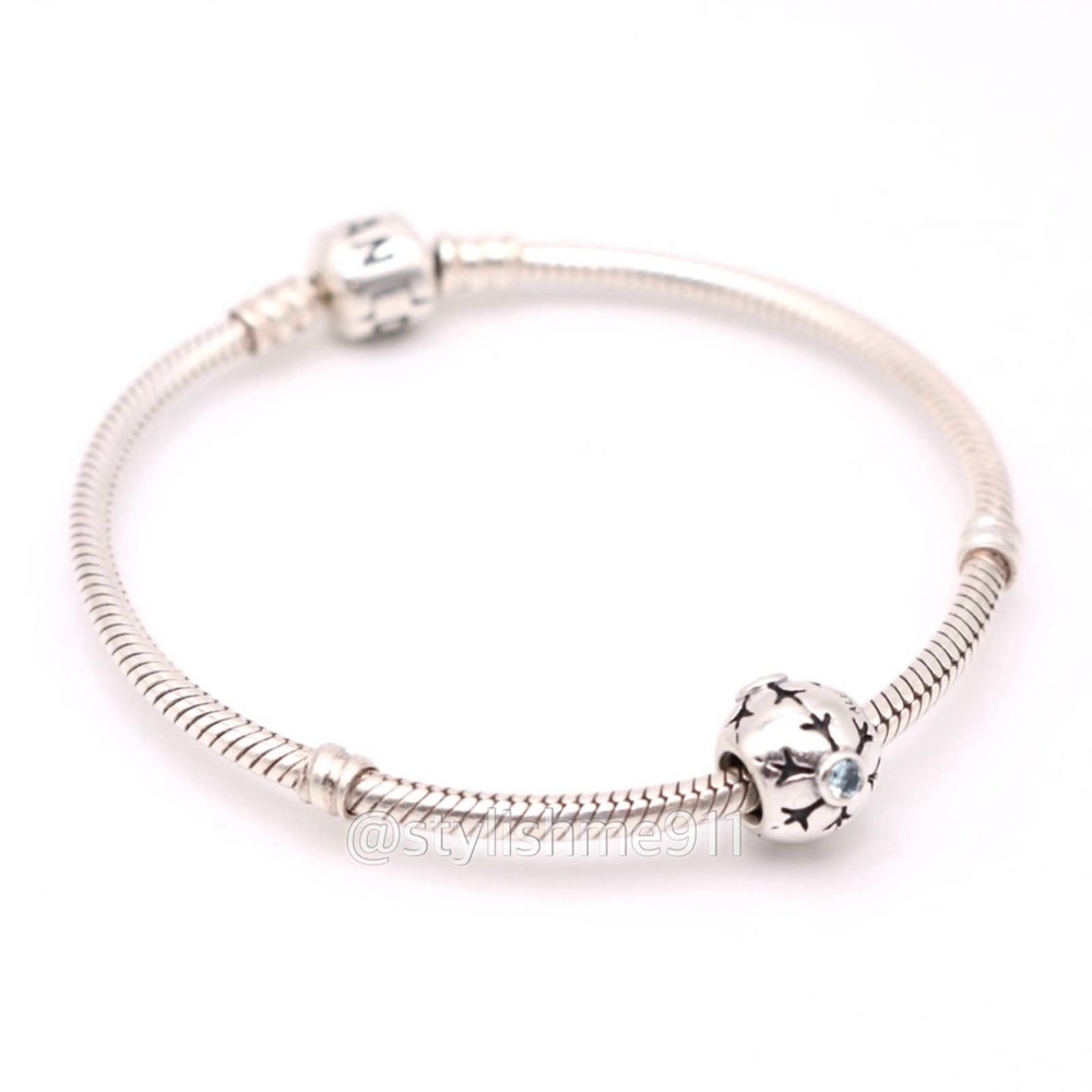 Authentic PANDORA Sterling Silver Crystalized Snowflake Blue CZ Charm - Picture 5 of 10